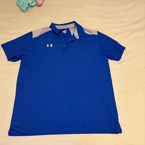 Under Armour Men's Royal Blue and Gray Polo